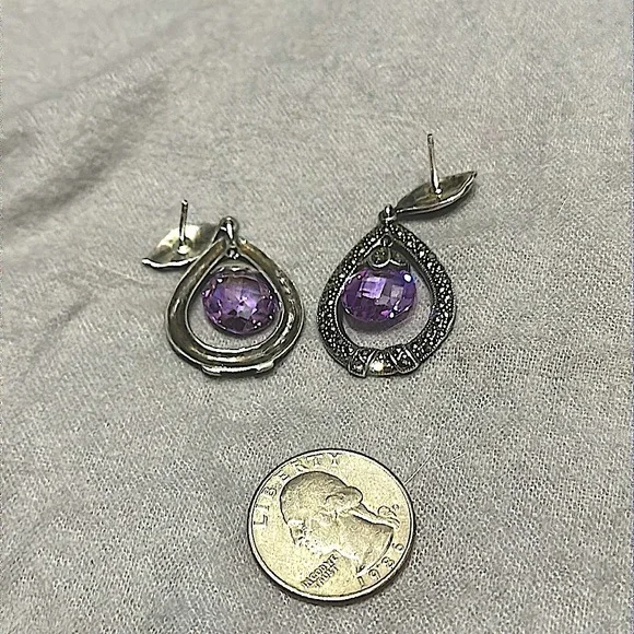 💎 Silvery Dangly Gemstone Earrings vintage - sold separately! - Picture 7 of 12